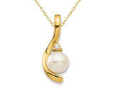 White Freshwater Cultured Pearl 5mm Pendant Necklace in 14K Yellow Gold with Chain
